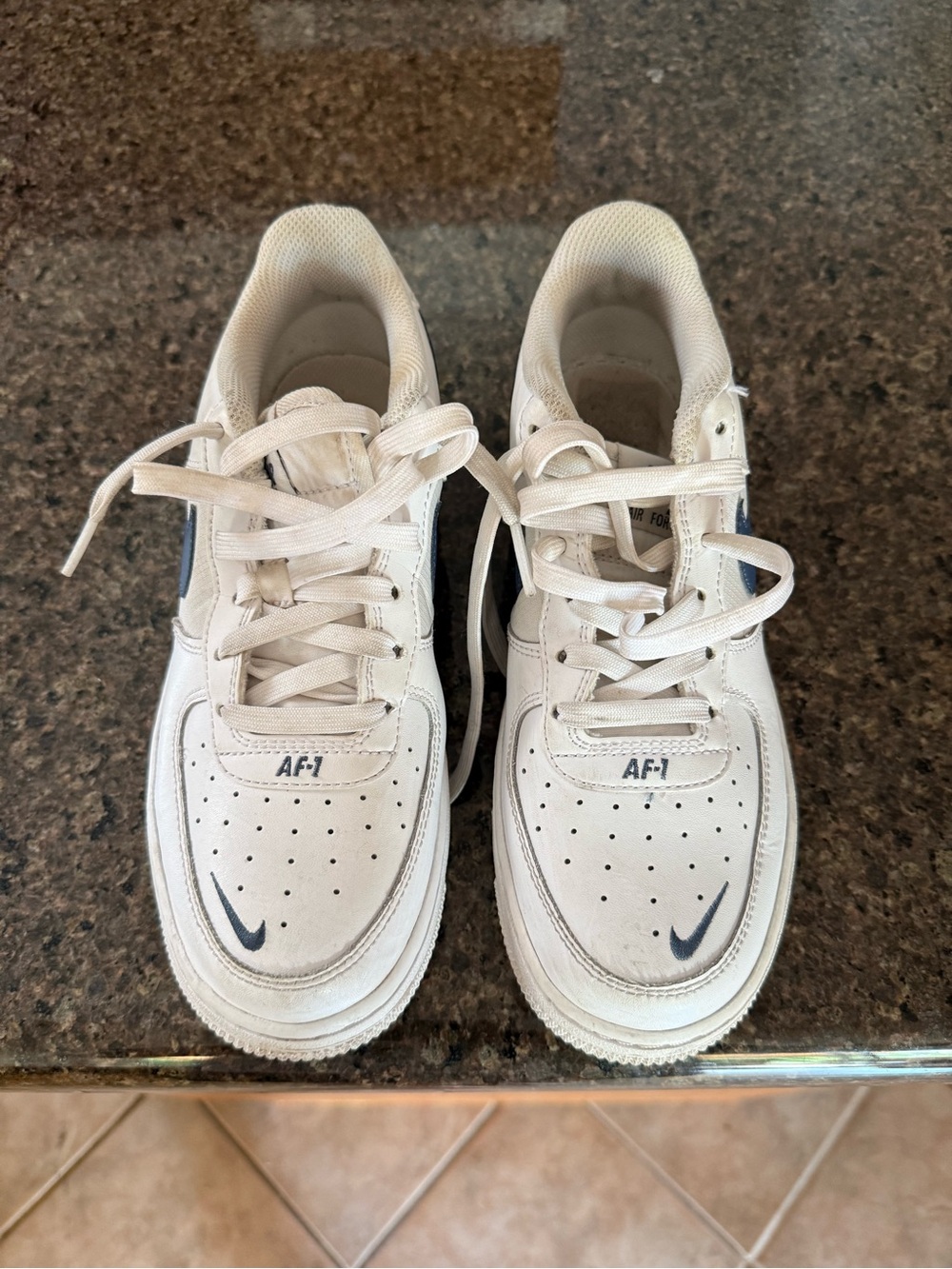 Nike Women's White Sneakers with Navy Accents